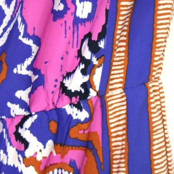 Ann Taylor Loft Boat Neck Scarf Dress Floral Pink Purple Sleeveless XS - Picture 8 of 12